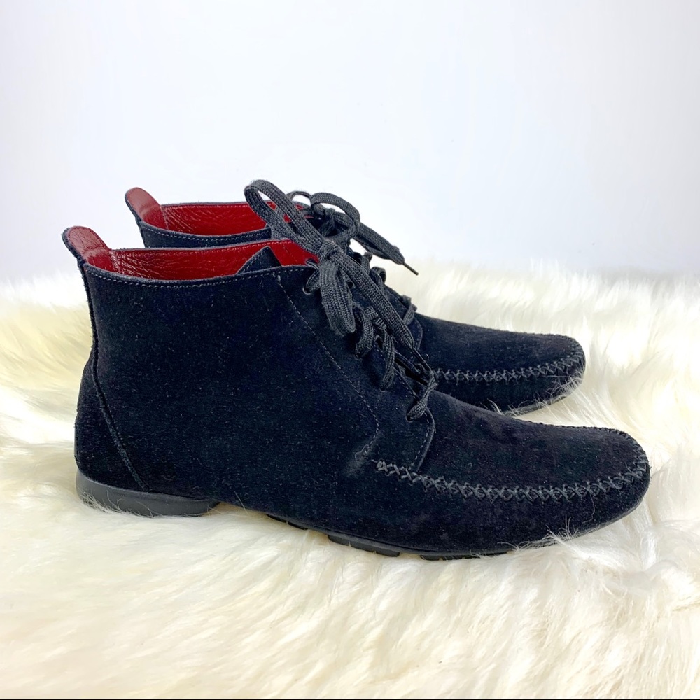 Ferragamo Black Suede Ankle Booties Size 7